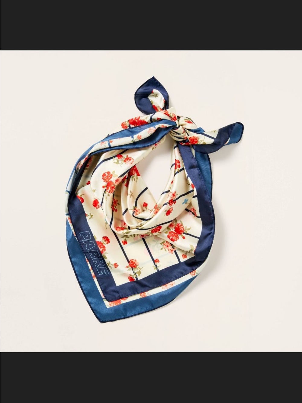 PARKE X Target Floral Cream and Navy Silk Scarf